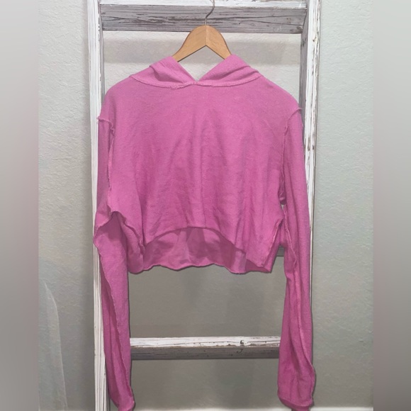 Kittenish Other - Kittenish Pink Crop Long Sleeve Hoodie